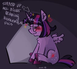 Size: 1280x1137 | Tagged: safe, artist:dmitrymemovznok, imported from derpibooru, twilight sparkle, alicorn, pony, chest fluff, eyes closed, glasses, shipper on deck, sitting, solo, text, twilight sparkle (alicorn)