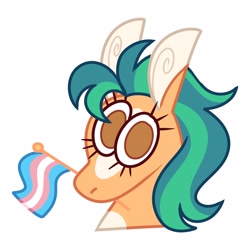 Size: 2500x2500 | Tagged: safe, artist:fizzlefer, imported from derpibooru, hitch trailblazer, earth pony, pony, bootleg, bust, cute, female, g5, hitchbetes, mare, portrait, pride, pride flag, simple background, solo, trans female, transgender, transgender pride flag, white background