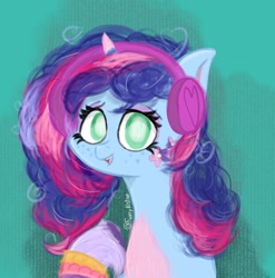 Size: 1190x1204 | Tagged: safe, artist:funnyk16, imported from derpibooru, pony, unicorn, alternate hairstyle, bracelet, g5, jewelry, looking at you, misty brightdawn, open mouth, solo