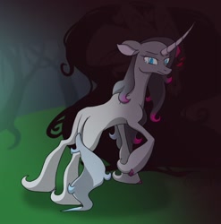 Size: 1480x1500 | Tagged: safe, artist:0xyr0, imported from derpibooru, fhtng th§ ¿nsp§kbl, classical unicorn, unicorn, them's fightin' herds, butt, cloven hooves, community related, darkness, leonine tail, oleander (tfh), plot, pure oleander, unshorn fetlocks