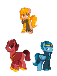 Size: 768x1024 | Tagged: safe, artist:diniarvegafinahar, imported from derpibooru, part of a set, earth pony, pegasus, pony, alphabet lore, bracelet, clothes, gem, jacket, jewelry, lidded eyes, m, male, n, necklace, o, ponified, scarf, simple background, species swap, stallion, transparent background, trio, trio male, unshorn fetlocks