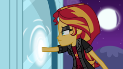 Size: 7290x4114 | Tagged: safe, artist:emeraldblast63, imported from derpibooru, sunset shimmer, human, comic:the tale of two sunsets, equestria girls, female, human sunset, mirror portal, solo, story included