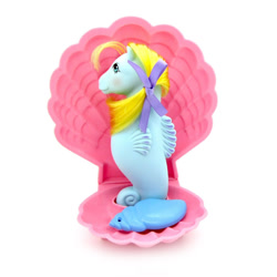 Size: 800x800 | Tagged: safe, imported from derpibooru, sea pony, female, g1, irl, merchandise, photo, seashell, simple background, solo, surf dancer, toy, white background