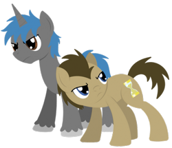 Size: 713x614 | Tagged: safe, artist:cuttycommando, imported from derpibooru, doctor whooves, time turner, oc, earth pony, pony, unicorn, horn, simple background, transparent background, unicorn oc, unshorn fetlocks