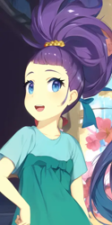 Size: 384x768 | Tagged: safe, edit, edited screencap, editor:luckreza8, imported from derpibooru, screencap, purple frizz, human, display of affection, equestria girls, equestria girls series, spoiler:eqg specials, ai content, ai generated, anime, background human, female, generator:pinegraph, happy