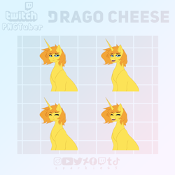 Size: 1636x1636 | Tagged: safe, artist:sparkie45, imported from derpibooru, oc, oc:drago cheese, pony, unicorn, commission, horn, pngtuber, solo, twitch, unicorn oc