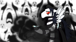 Size: 1980x1106 | Tagged: safe, artist:isaac_pony, idw, imported from derpibooru, long face, pegasus, pony, idw showified, male, sad face, simple background, smoke, solo, white background