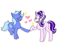 Size: 1024x768 | Tagged: safe, artist:too-many-tribblez, imported from derpibooru, starlight glimmer, trixie, female, heart, lesbian, shipping, simple background, startrix, transparent background