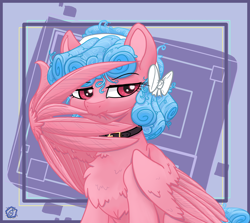 Size: 2150x1920 | Tagged: safe, artist:swishyfishy4308, imported from derpibooru, cozy glow, pegasus, pony, bow, chest fluff, collar, female, grooming, hair bow, mare, older, older cozy glow, preening, wings