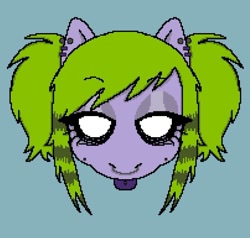 Size: 1000x953 | Tagged: safe, artist:lobotomybug, imported from derpibooru, oc, pony, bust, emo, icon, lidded eyes, piercing, pixel art, portrait, simple background, solo, tongue out