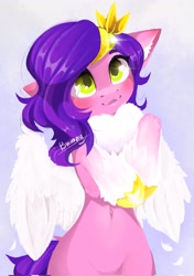 Size: 1445x2048 | Tagged: safe, artist:buvanybu, imported from derpibooru, pipp petals, pegasus, pony, semi-anthro, adorapipp, belly, belly button, bipedal, chest fluff, colored hooves, cute, female, floppy ears, g5, gold hooves, mare, signature, skinny pipp, solo, thin, unshorn fetlocks