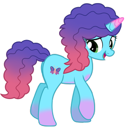 Size: 7162x7263 | Tagged: safe, alternate version, artist:ejlightning007arts, imported from derpibooru, butterfly, pony, unicorn, adorable face, alternate cutie mark, alternate hairstyle, alternate mane color, butt, cute, female, freckles, g4, g5, g5 to g4, generation leap, mare, misty brightdawn, mistybetes, my little pony: make your mark, my little pony: tell your tale, open mouth, plot, reference, simple background, solo, transparent background