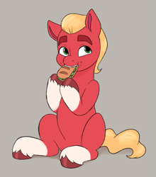 Size: 1111x1260 | Tagged: safe, artist:malarkey, imported from derpibooru, sprout cloverleaf, earth pony, pony, blonde, doodle, eating, food, g5, herbivore, male, sandwich, solo, stallion, veggie sandwich