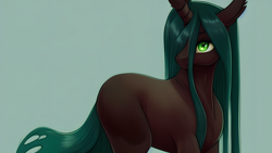 Size: 1600x900 | Tagged: safe, imported from derpibooru, queen chrysalis, changeling, ai content, ai generated, generator:purplesmart.ai, generator:stable diffusion, solo, wallpaper
