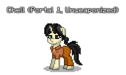 Size: 512x308 | Tagged: safe, artist:dematrix, imported from derpibooru, pony, unicorn, pony town, chell, female, mare, ponified, portal (valve), simple background, transparent background