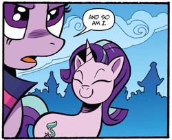 Size: 919x750 | Tagged: safe, artist:andypriceart, idw, imported from derpibooru, starlight glimmer, twilight sparkle, alicorn, pony, unicorn, spoiler:comic, spoiler:comic65, cute, dialogue, female, g4, glimmerbetes, mare, smiling, solo focus, speech bubble, twilight sparkle (alicorn)