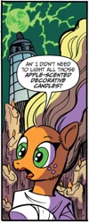 Size: 534x1334 | Tagged: safe, artist:andypriceart, idw, imported from derpibooru, applejack, earth pony, pony, spoiler:comic, spoiler:comic71, bride of frankenstein, clothes, costume, dialogue, female, g4, mare, nightmare night costume, solo, speech bubble