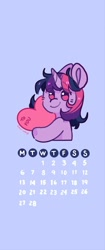Size: 858x2048 | Tagged: safe, artist:yun_nhee, imported from derpibooru, twilight sparkle, pony, unicorn, calendar, heart, holiday, looking at you, smiling, smiling at you, solo, unicorn twilight, valentine's day, valentine's day card