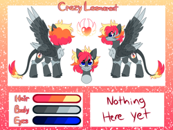 Size: 8000x6000 | Tagged: safe, artist:crazysketch101, imported from derpibooru, oc, oc only, oc:crazy looncrest, pegasus, pony, chest fluff, leonine tail, reference sheet, tail