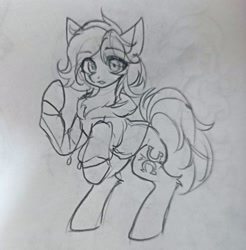 Size: 2478x2517 | Tagged: artist needed, dead source, safe, imported from derpibooru, oc, oc only, oc:yvonne.k waverhoof, earth pony, pony, clothes, female, hoodie, sketch, solo, traditional art