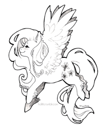 Size: 540x636 | Tagged: safe, artist:nekophoenix, imported from derpibooru, fluttershy, pegasus, pony, ink drawing, inktober, lineart, monochrome, simple background, solo, traditional art, white background