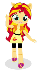 Size: 669x1193 | Tagged: safe, artist:sunsetshimmer333, imported from derpibooru, sunset shimmer, equestria girls, alternate universe, doll, equestria girls minis, simple background, smiling, solo, toy, transparent background, waving