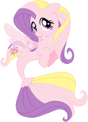 Size: 411x571 | Tagged: safe, artist:durpy, artist:selenaede, artist:user15432, imported from derpibooru, fluttershy, fluttershy (g3), pegasus, pony, sea pony, seapony (g4), my little pony: the movie, spoiler:my little pony the movie, base used, fin wings, fins, g3, g3 to g4, g4, generation leap, looking at you, seaponified, seapony fluttershy, simple background, smiling, solo, species swap, white background, wings