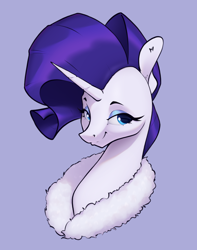 Size: 1850x2350 | Tagged: safe, artist:aquaticvibes, imported from derpibooru, rarity, pony, unicorn, blue background, bust, eyelashes, female, mare, portrait, simple background, solo