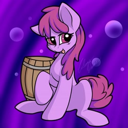 Size: 3626x3626 | Tagged: safe, artist:gleamydreams, imported from derpibooru, berry punch, berryshine, earth pony, pony, barrel, female, mare, simple background, solo, tongue out