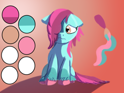 Size: 2048x1536 | Tagged: safe, artist:the crystal artist, derpibooru exclusive, imported from derpibooru, oc, oc only, unnamed oc, earth pony, pony, alternate universe, blaze (coat marking), coat markings, cutie mark, earth pony oc, facial markings, female, front view, hair over one eye, headcanon, lineless, looking sideways, mare, pink mane, pink tail, reference sheet, sad, shading, sitting, socks (coat markings), solo, tail, two toned mane, unshorn fetlocks