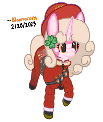 Size: 571x678 | Tagged: safe, artist:bloonacorn, imported from derpibooru, oc, oc only, oc:bloona blazes, pony, unicorn, /mlp/ tf2 general, horn, simple background, solo, team fortress 2, transparent background, unicorn oc