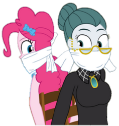 Size: 300x317 | Tagged: safe, artist:robukun, edit, imported from derpibooru, cloudy quartz, pinkie pie, human, equestria girls, background removed, bondage, bound and gagged, bound together, cloth gag, duo, equestria girls-ified, female, gag, mother and child, mother and daughter, simple background, struggling, tied to chair, tied up, transparent background