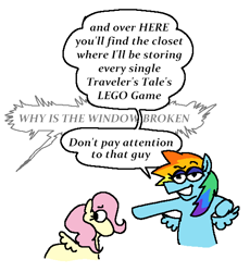 Size: 532x579 | Tagged: safe, artist:punkittdev, imported from derpibooru, fluttershy, rainbow dash, pegasus, pony, dialogue, duo, female, lidded eyes, mare, offscreen character, simple background, speech bubble, white background