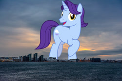 Size: 2000x1333 | Tagged: safe, artist:cheezedoodle96, edit, editor:jaredking779, imported from derpibooru, november rain, pony, unicorn, background pony, friendship student, giant pony, giant unicorn, highrise ponies, iceland, irl, macro, male, mega giant, photo, ponies in real life, solo, stallion