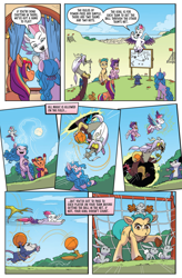 Size: 594x908 | Tagged: safe, idw, imported from derpibooru, discord, hitch trailblazer, izzy moonbow, pipp petals, sunny starscout, zipp storm, draconequus, earth pony, pegasus, pony, unicorn, spoiler:g5comic, spoiler:g5comic10, butt, comic, g5, mane five (g5), official comic, old man discord, plot, reginald fursome