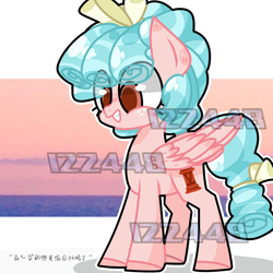 Size: 1080x1080 | Tagged: safe, artist:汐月不是咸鱼qaq, imported from derpibooru, cozy glow, pegasus, pony, chinese, female, filly, foal, freckles, grin, obtrusive watermark, smiling, solo, text, watermark