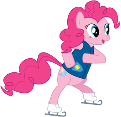 Size: 6000x5782 | Tagged: safe, artist:sakatagintoki117, imported from derpibooru, pinkie pie, earth pony, pony, female, ice skates, ice skating, mare, simple background, skates, solo, transparent background, vector, winter wrap up vest