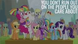 Size: 1920x1080 | Tagged: safe, edit, edited screencap, editor:quoterific, imported from derpibooru, screencap, applejack, brolly, bulk biceps, cloud kicker, derpy hooves, dizzy twister, doctor whooves, fluttershy, merry may, orange swirl, pinkie pie, rainbow dash, rainbow swoop, rarity, spectrum, spring melody, sprinkle medley, sunshower raindrops, time turner, twilight sparkle, warm front, whitewash, alicorn, rainbow falls, cheerleader, cheerleader outfit, cheerleader sparkle, clothes, mane six, thorn (g4), twilight sparkle (alicorn)