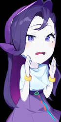 Size: 384x768 | Tagged: safe, editor:luckreza8, imported from derpibooru, rarity, human, equestria girls, ai content, ai generated, anime, black background, female, generator:pinegraph, simple background, solo