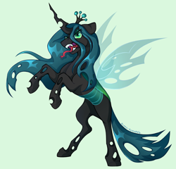 Size: 2999x2875 | Tagged: safe, alternate version, artist:sunny-synopsis, imported from derpibooru, queen chrysalis, commission, green background, simple background, solo