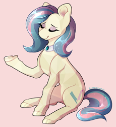 Size: 2811x3059 | Tagged: safe, alternate version, artist:sunny-synopsis, imported from derpibooru, bonna fide, glamour gleam, crystal pony, commission, pink background, simple background, solo