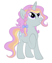 Size: 1349x1638 | Tagged: safe, artist:magicpebbles, imported from derpibooru, oc, oc only, oc:fun fair, pony, unicorn, base used, braid, female, hoof on chest, horn, looking up, mare, simple background, smiling, solo, transparent background, unicorn oc