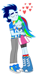 Size: 717x1400 | Tagged: safe, artist:mlplary6, imported from derpibooru, rainbow dash, soarin', human, equestria girls, eyes closed, female, heart, hug, love, male, shipping, simple background, smiling, soarindash, straight, transparent background, vector
