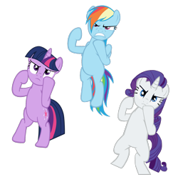 Size: 1280x1272 | Tagged: safe, artist:benpictures1, artist:flipsideequis, artist:lolke12, imported from ponybooru, rainbow dash, rarity, twilight sparkle, pegasus, pony, unicorn, dragon quest, angry, bipedal, cute, dashabetes, female, fighting stance, flying, gritted teeth, raribetes, simple background, teeth, transparent background, trio, trio female, twiabetes, vector