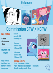 Size: 5750x8000 | Tagged: safe, artist:reinbou, imported from derpibooru, izzy moonbow, moondancer, pinkie pie, rainbow dash, scootaloo, trixie, earth pony, pegasus, pony, unicorn, spoiler:my little pony: make your mark, spoiler:my little pony: make your mark chapter 2, spoiler:myms01e07, advertisement, black and white, commission, commission info, derp, faic, female, g5, grayscale, hoof done it?, information, light, lineart, mare, maretime bay, monochrome, my little pony: make your mark, my little pony: make your mark chapter 2, open mouth, solo