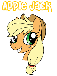 Size: 449x594 | Tagged: safe, artist:lottafandoms, imported from derpibooru, applejack, earth pony, pony, applejack's hat, bust, cowboy hat, female, freckles, g4, grin, hat, mare, portrait, simple background, smiling, solo, white background