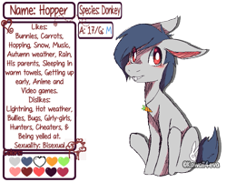 Size: 713x571 | Tagged: safe, artist:lottafandoms, imported from derpibooru, oc, oc only, oc:hopper, donkey, blushing, bucktooth, donkey oc, male, simple background, sitting, smiling, solo, tail, transparent background