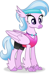 Size: 4011x5955 | Tagged: safe, artist:anime-equestria, imported from derpibooru, silverstream, hippogriff, 80s, alternate hairstyle, clothes, female, headband, jewelry, necklace, shorts, simple background, smiling, solo, tanktop, transparent background, vector, wings