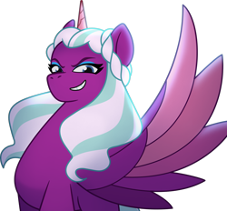 Size: 1532x1423 | Tagged: safe, imported from derpibooru, opaline arcana, alicorn, pony, spoiler:g5, female, g5, mare, my little pony: tell your tale, netflix, official, simple background, solo, spread wings, transparent background, wings