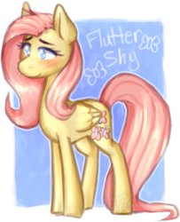 Size: 603x742 | Tagged: safe, artist:lottafandoms, imported from derpibooru, fluttershy, pegasus, pony, blushing, female, folded wings, g4, mare, smiling, solo, tail, wings